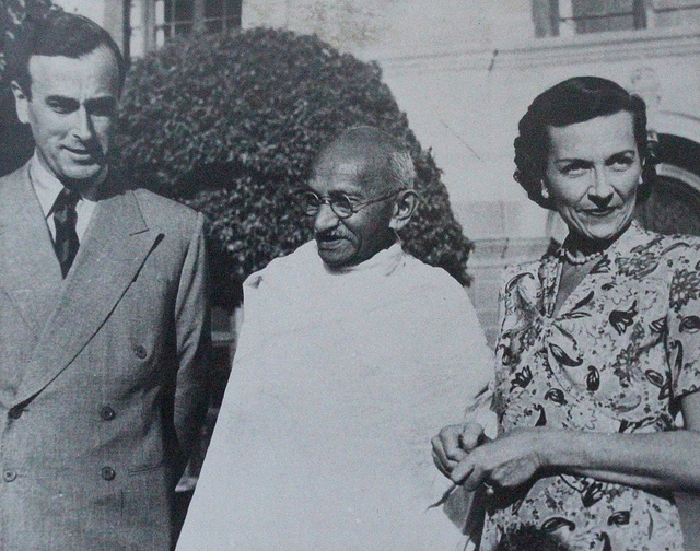 Gandhi with Lord and Edwina Mountbatten